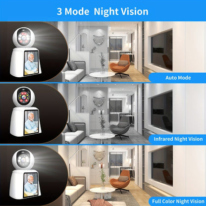 Security Camera 1080P Pet Monitor with 3-Inch Screen, Video Calling, Two-Way Talk and 1 or 2 Pack