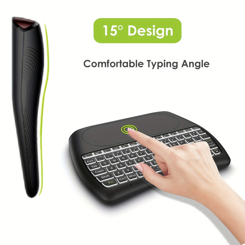 Wireless Mini Keyboard with Large Touchpad & 7-Color Backlight – Bluetooth & 2.4G Dual Mode Handheld Keyboard Remote Control, Rechargeable, USB Dongle, Plug and Play for TV Box PC Smart TV