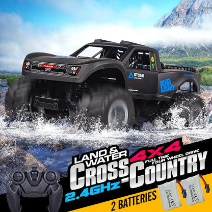RC Monster Truck or Pickup 1:16 Scale in Five Body and Color Styles with 4WD Layout and Two Rechargeable Batteries