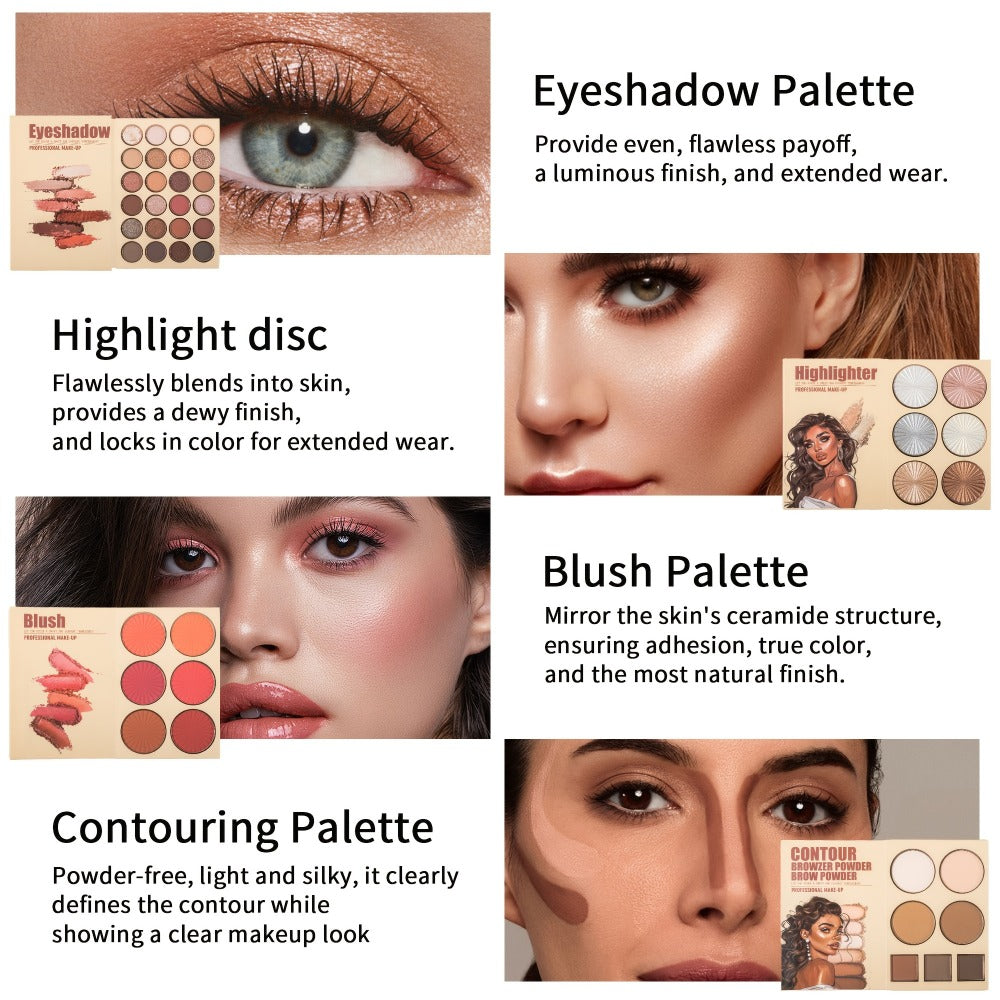 Eyeshadow Palette URATM Beauty 43-Color Book-Style Folding Makeup Kit with Eye and Face Color Pan Groups