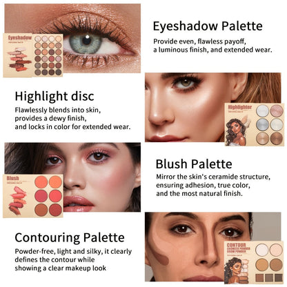 Eyeshadow Palette URATM Beauty 43-Color Book-Style Folding Makeup Kit with Eye and Face Color Pan Groups