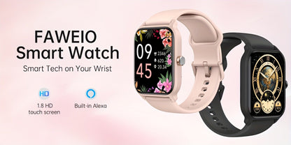 Smartwatch – with Built-in Alexa FAWEIO 1.8" HD Touch Screen, Bluetooth Calling, 100+ Sport Modes, Fitness Tracker Heart Rate Sleep…