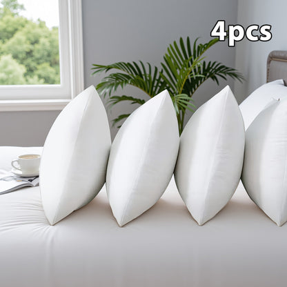 Four-Pack White Throw Pillow Inserts with Zippered Covers in 14-, 16-, 18-, 20- or 22-Inch Square Sizes