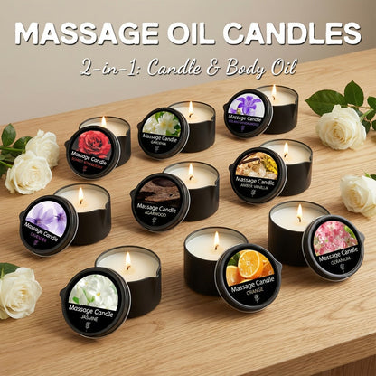 2 oz Massage Oil Candle in 18 Scent and Pack Options Including Jasmine, Lavender, Geranium and Vanilla