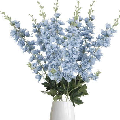 Artificial Flowers Eight-Piece Delphinium Larkspur Set with 33.5-Inch Silk Stems in 11 Colors