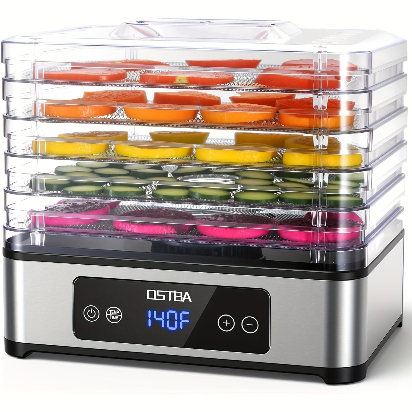 Five-Tray Digital Food Dehydrator with 420W Heating, 48-Hour Timer and 95–160°F Temperature Range