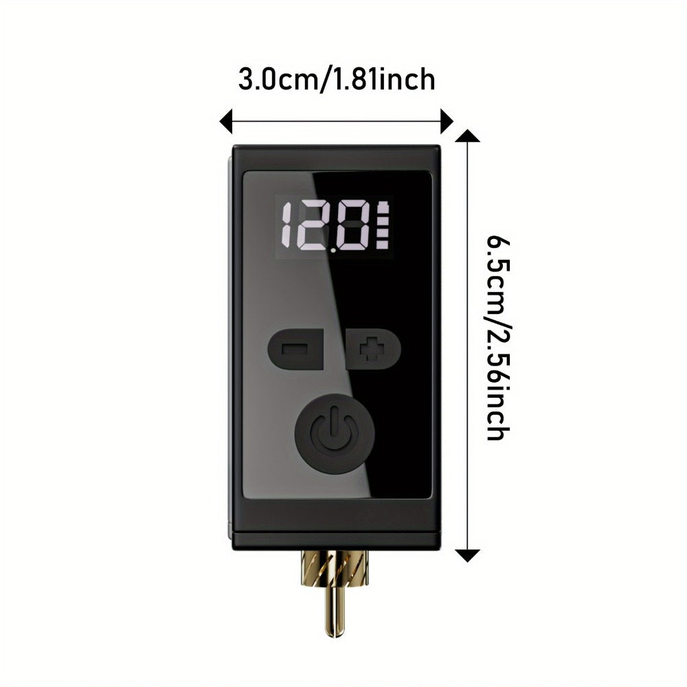 WX-1 Plus 1450mAh RCA Tattoo Power Supply with LED Display, 5–12V Control and USB-C Charging