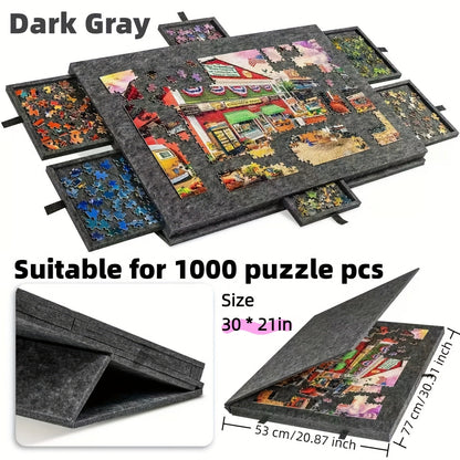 Jigsaw Puzzle Board with Drawers & Storage for 1000 & 1500 Piece Puzzles – Portable Non-Slip Puzzle Table Mat, Multiple Sizes & Colors, Perfect Gift for Puzzle Lovers & Adults