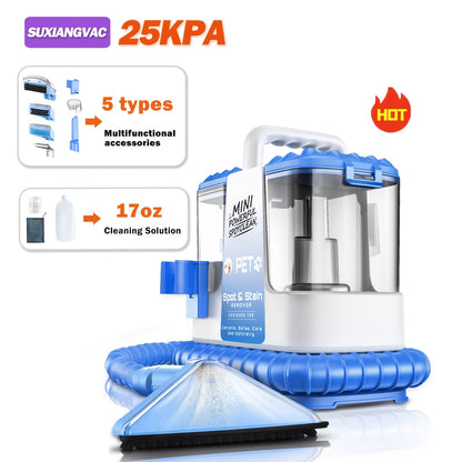 Portable Carpet Cleaner 25Kpa Upholstery Cleaner Machine with Dual Brush Heads Self-Cleaning Pet Stain Remover for Sofa Couch Car Seat Rug Mattress Spot Cleaner