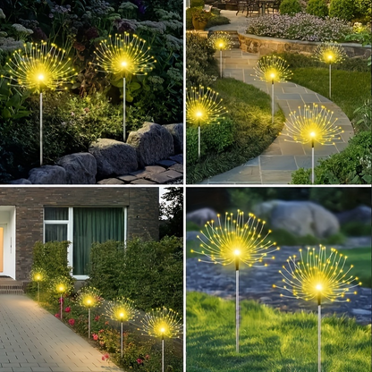 Solar Garden Lights Dandelion Firework Stakes with Remote, 540/1080 LEDs, 8 Modes and 6/12 Packs
