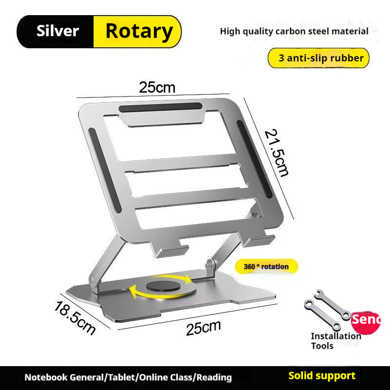 Adjustable Laptop Stand with 360-Degree Rotating Base, Ergonomic Foldable Laptop Holder for MacBook Pro Air and Laptops Up to 17 Inches, Home Office Desk Riser