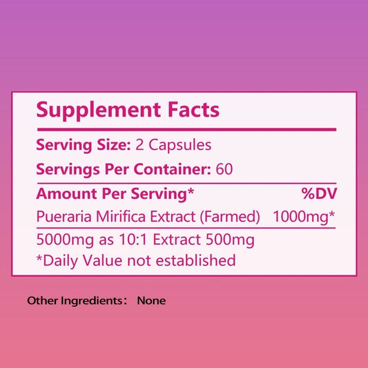 Pueraria Mirifica Breast Enhancement Capsules 120ct | Natural Phytoestrogen Formula for Women | Supports Bust Firmness, Hormonal Balance & Emotional Wellness | Daily Women's Health Supplement
