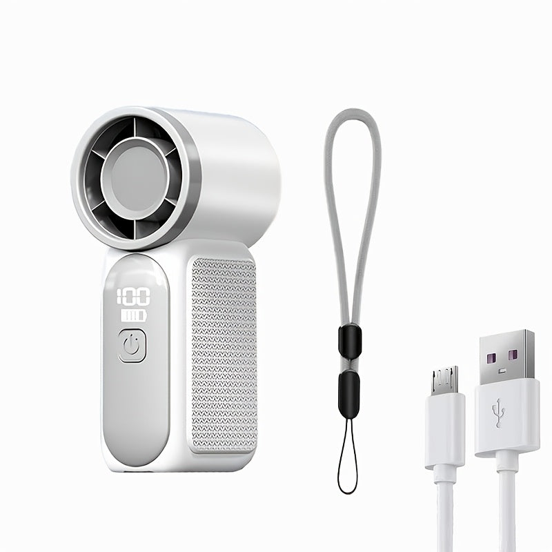 Mini Turbine Handheld Fan with Numeric Speed Control, USB Rechargeable Power and Two Color Choices
