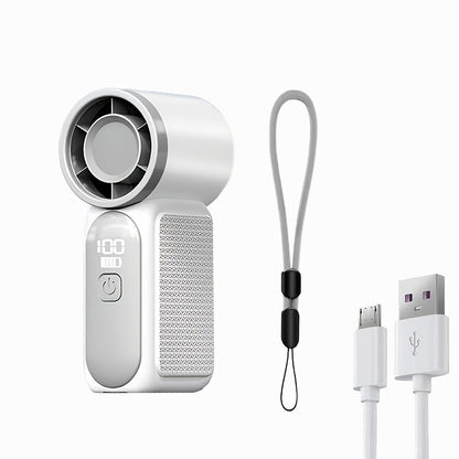 Mini Turbine Handheld Fan with Numeric Speed Control, USB Rechargeable Power and Two Color Choices