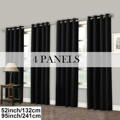 Blackout Curtains Grommet Top Room Darkening Window Drapes 4 Panels Set Living Room Bedroom