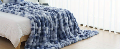 Faux Rabbit Fur Throw Blanket in 11 Checkout Colors and Throw, Twin, Queen or King Size Options