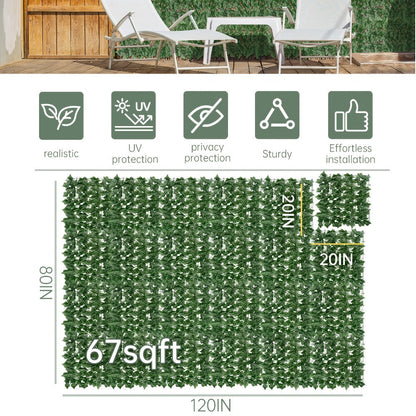 Artificial Ivy Privacy Fence Screen in 13 Size Options with Cuttable Green Leaf Panels for Patio or Balcony