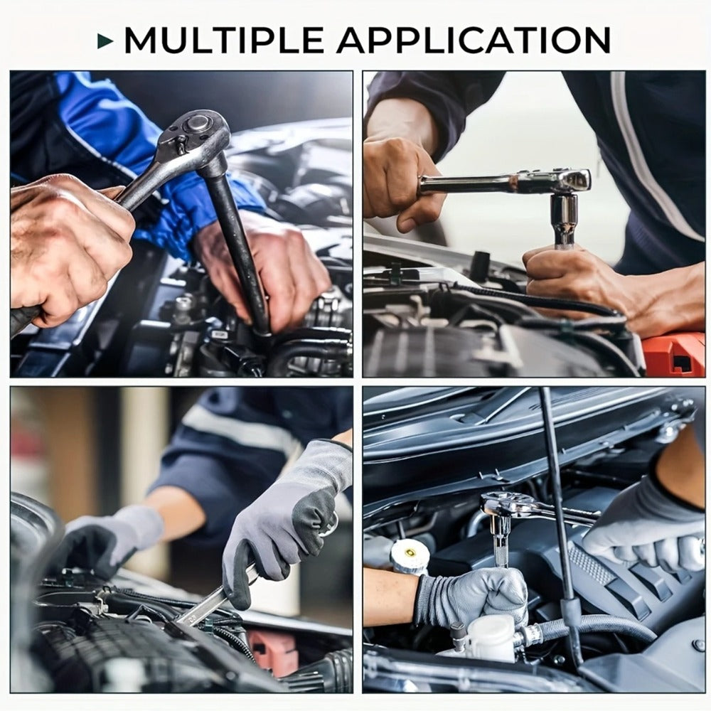 Fifty or Fifty-Three Piece Auto and Bicycle Repair Tool Set with Ratchet, Sockets and Orange Case
