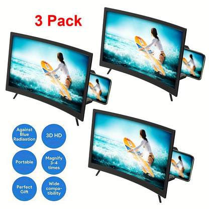 Screen Magnifier for Phone 12 Inch HD Curved Lens – 1:1 No-Distortion Enlarger, Foldable Portable Stand, Eye Protection for Movies Video Calls, Universal Smartphone Amplifier, Gift for Seniors Students