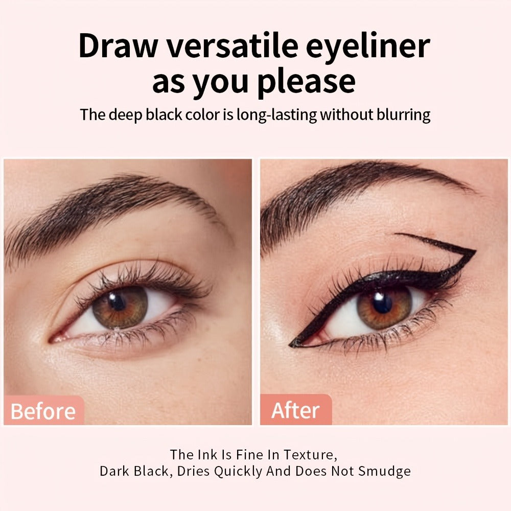 Double-Ended Wing Stamp Eyeliner Pen Three-Pack in Natural Black or Coffee Brown Color Options