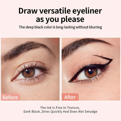 Double-Ended Wing Stamp Eyeliner Pen Three-Pack in Natural Black or Coffee Brown Color Options