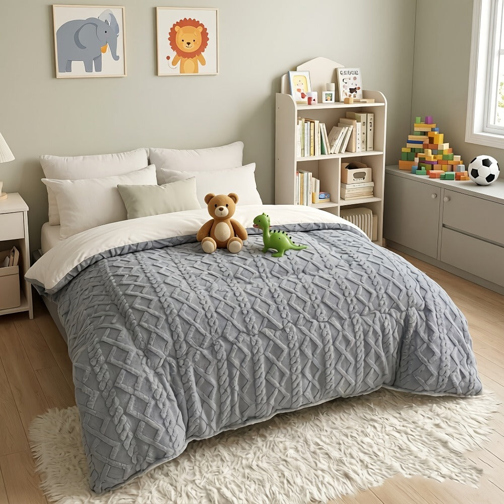 Textured Two-Face Comforter in Elegant Gray or Sapphire Blue with Twin, Full, Queen and King Sizes