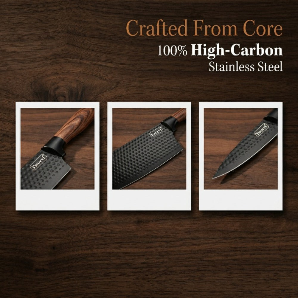Seven-Piece Kitchen Knife Set with Four Blades, Scissors, Peeler and Sharpener, Offered in Two Styles