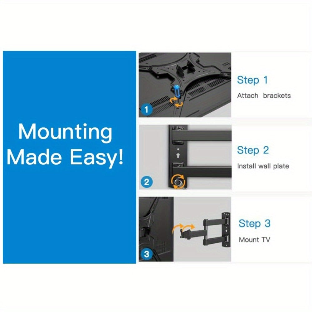 Black Full-Motion TV Wall Mount with 26-55 or 26-60 Inch Options and VESA up to 400 x 400mm