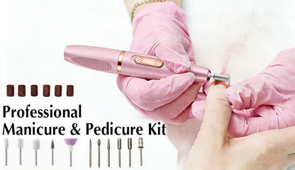 Electric Nail Drill Kit 11-Bit Variable Speed Portable Nail Grinder Machine for Gel Acrylic Natural Nails – Professional Manicure Buffing Filing Cuticle Removal Tool for Home Salon Use Pink