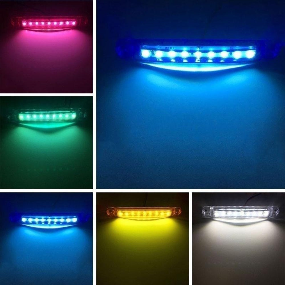 LED Side Marker Lights 20pcs, 12V 9-LED Clearance Indicator Lamp Bar for Truck Car Trailer, Waterproof Side Marker Light Kit in White Red Amber Blue Green