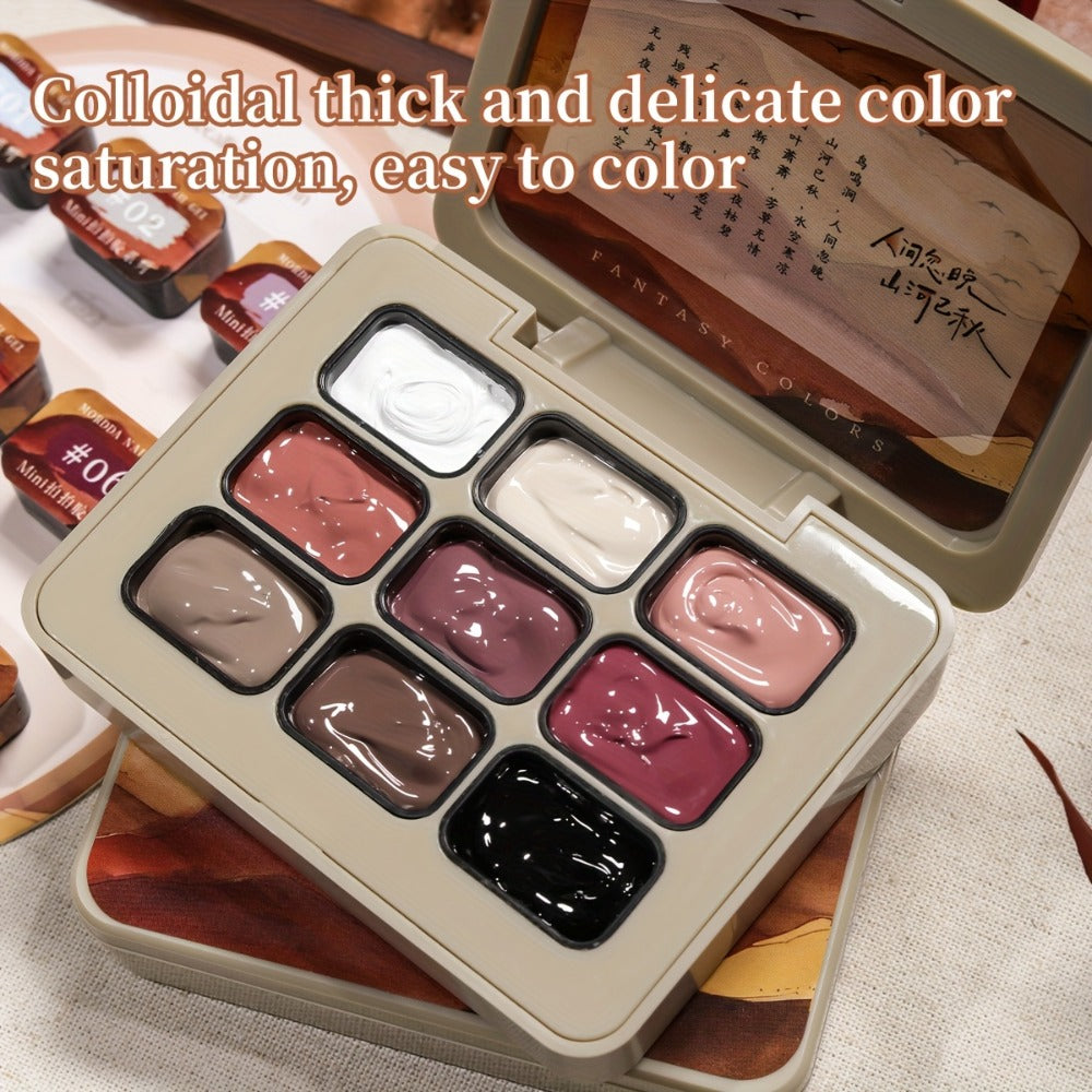 Gel Nail Polish Set with MORDDA Label, 9 Gradient Colors in the Yi Qiu Ci Nine-Grid Palette