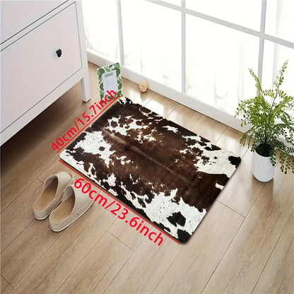 Cowhide Patterned Kitchen Mats Set of 2 – Memory Foam Anti-Fatigue Floor Mats, Non-Slip Animal Print Cushioned Standing Mat for Kitchen Hallway Bathroom Laundry Room