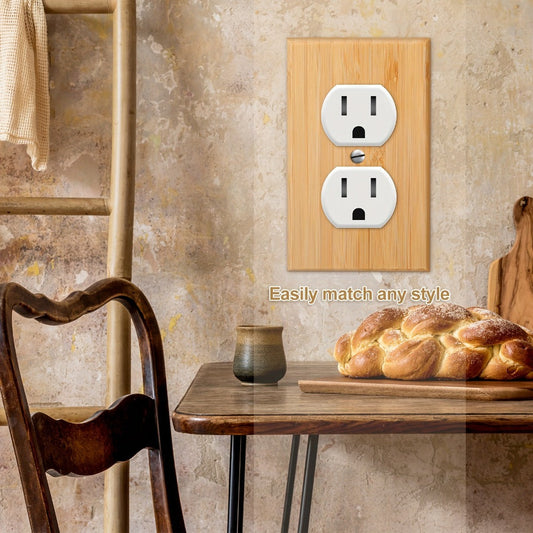 Wood Light Switch Panel Covers Set of 10 – Bamboo Solid Wood Socket Plates 4.5x2.76in, Double Hole, for Bedroom Kitchen Home Wall Decor