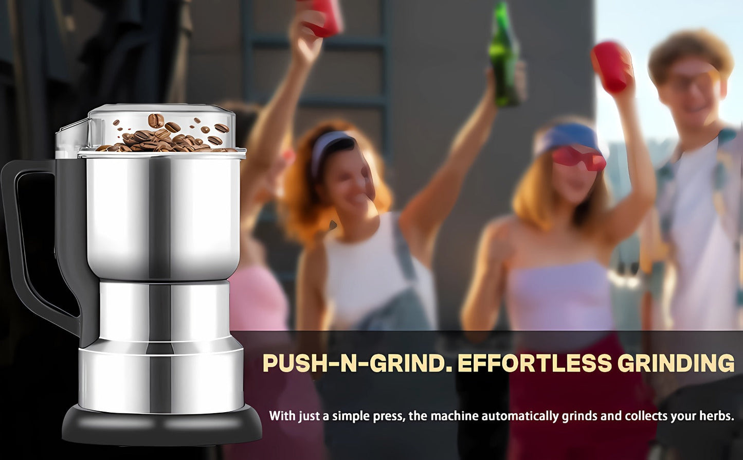 300W-Labeled Electric Coffee Grinder with Eight-Blade Assembly, 400ml Stainless Cup and Silver Finish