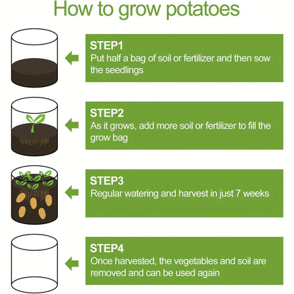 Fabric Grow Bags with Lid and Handles for Potatoes, Tomatoes and Vegetables in Three Checkout Options