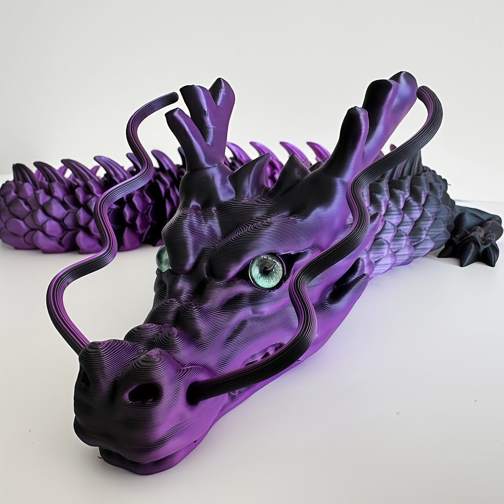 Articulated Dragon Figurine in Black and Red or Black and Purple with Three Exact Head Styles