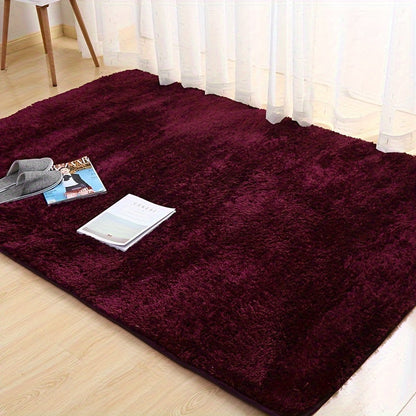 Area Rug Fluffy 900 g/m² Polyester Shag in Six Colors and Four Sizes for Bedroom or Living Room