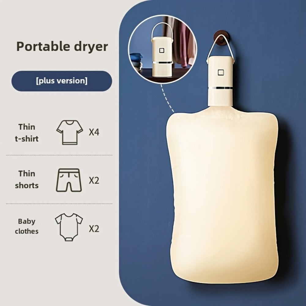 Travel Clothes Dryer with Fold-Out Fabric Bag, One-Piece Checkout Configuration and Hanging Strap