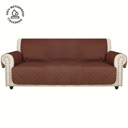 Sofa Cover Waterproof Quilted Microfiber Three-Seat Panel Set with Two Foam Tubes, Straps and Side Pocket