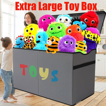 Extra Large Collapsible Kids Storage Chest with Lid – 31.7 Gal Toy Box Organizer Bins for Boys Girls Bedroom Nursery Living Room