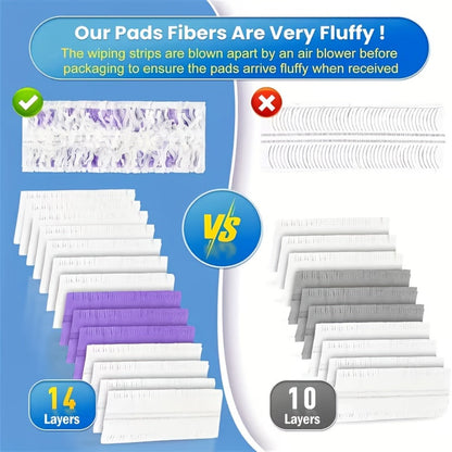 PowerMop-Style Disposable Mop Pad Refills in 15-Count or 50-Count Packs with Purple Scrubbing Strips