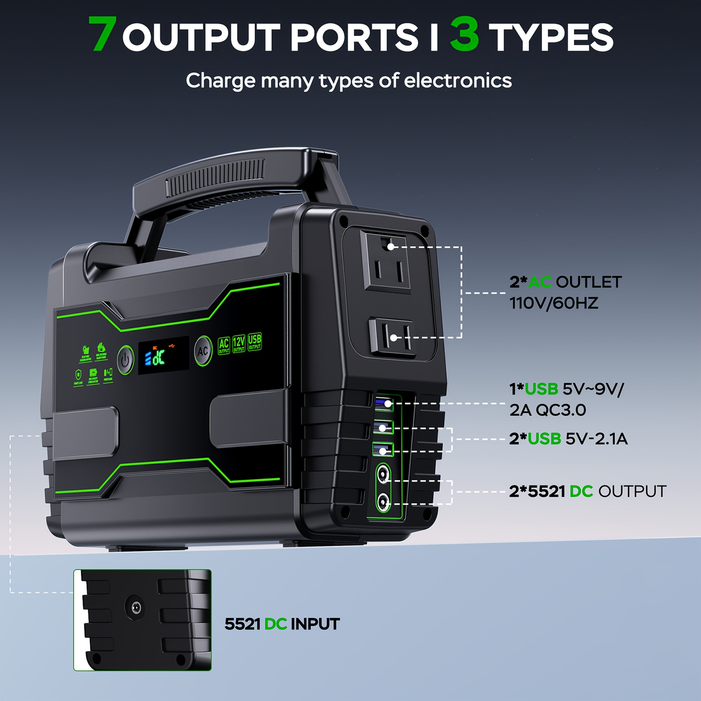Portable Power Station 155WH/222WH with Solar Panel Option - Solar Generator, Lithium Battery Pack, AC Outlet, USB, LED Light for Camping, RV, Home Emergency Backup, Laptop, Outdoor Use