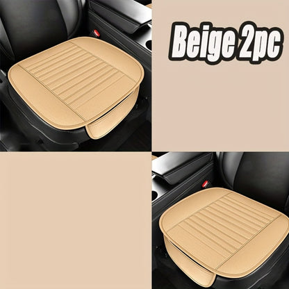 Car Seat Pads 2pcs Front – Non-Slip Rubber Base, Breathable Backless Design, Universal Fit All-Season Comfort Cushion, Black Beige Grey Car Interior Seat Cover Pad Set