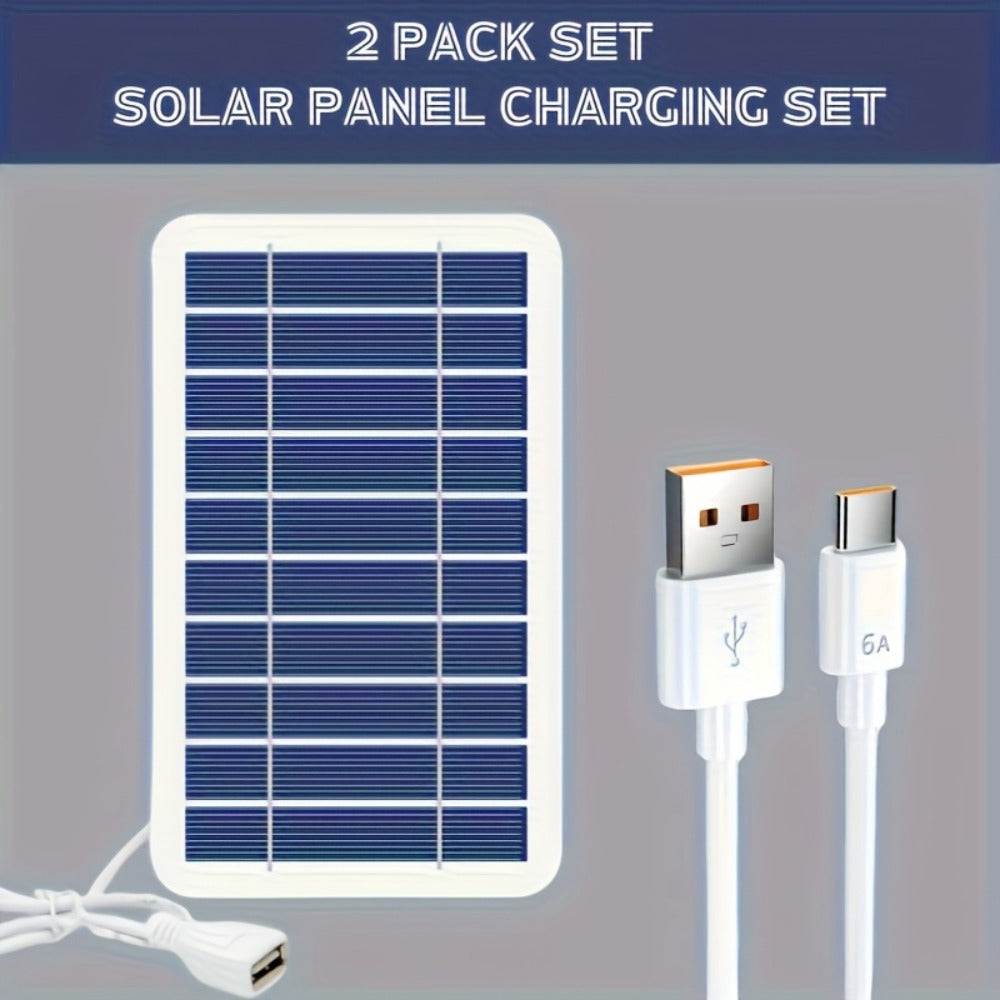 Solar Panel Phone Charger USB – Flexible Photovoltaic Outdoor Charging Panel with USB Cable, Portable Solar Power Generator for Camping, RV, Hiking & Emergency Device Charging (2W / 10W)