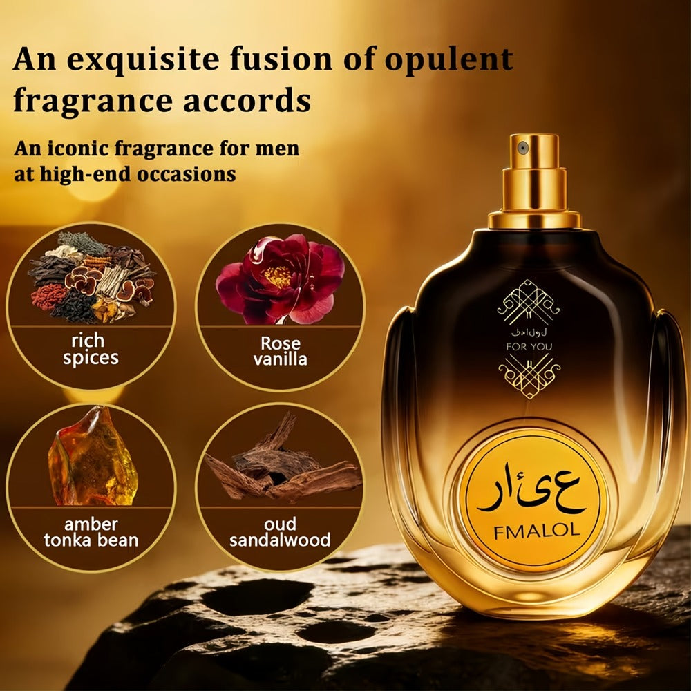 Agarwood Oud Arabic Perfume for Men 3.4 oz Long Lasting Luxury Woody Oriental Cologne - Dubai Middle East Noble Style Islamic Art Bottle - Gift for Him Birthday Anniversary