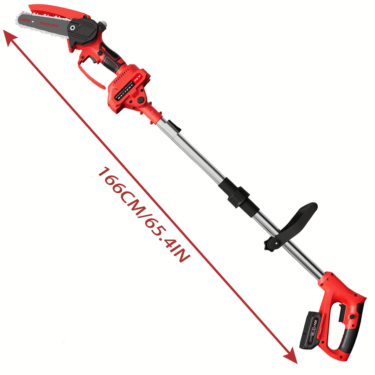 Cordless Electric Pole Saw 6-Inch Brushless Motor – Telescopic Foldable High-Reach Pruner, 2 Chains & 2 Batteries, Quick Blade Change for Tree Trimming