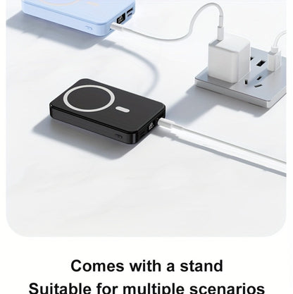 10000mAh Magnetic Power Bank with Folding Kickstand, Percentage Display and Multiple Charging Ports