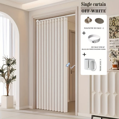 Magnetic Room Divider Curtain Doorway - Rodless Bohemian Striped Door Curtain, 210GSM Thickened Polyester, Natural Drape, Space Partition for Living Room Bedroom Kitchen, Machine Washable, No Rod Needed