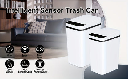 Two-Piece Motion Sensor Trash Can Set with 4.2 and 2.6-Gallon Narrow Bins in White or Black