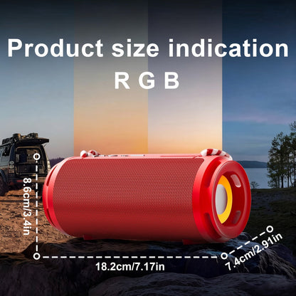 RGB Portable Bluetooth Speaker HD Sound Carry Strap Rechargeable Wireless Speaker Durable Design for Sports Home Party Travel Valentine Anniversary Gift